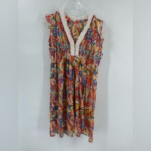 Jude Connally Multicolor Floral-Print Mini Dress with White Trim